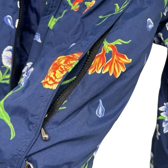 Obermeyer Iris Blue Floral Zip Front Insulated Ski Snowboard Hood Coat Women 12 - Picture 7 of 16